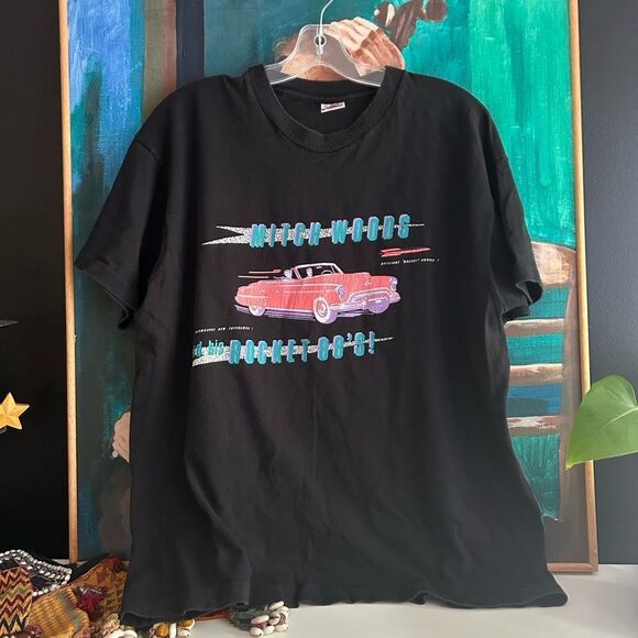 Vtg Mitch Woods Vintage Fruit of the Loom Single Stitch with Red Car Graphic XL - Picture 1 of 16